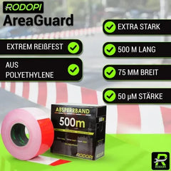 Absperrband PE rot/weiß "AreaGuard" 75mm x 500m (50my)