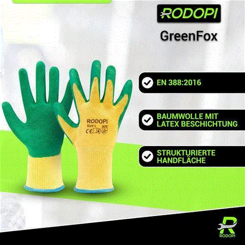 Arbeitshandschuhe Latex "GreenFox" grün