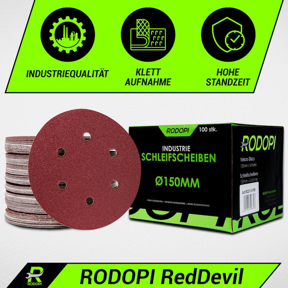 50 Industrie Schleifscheiben "RedDevil" Ø150mm 6-Loch