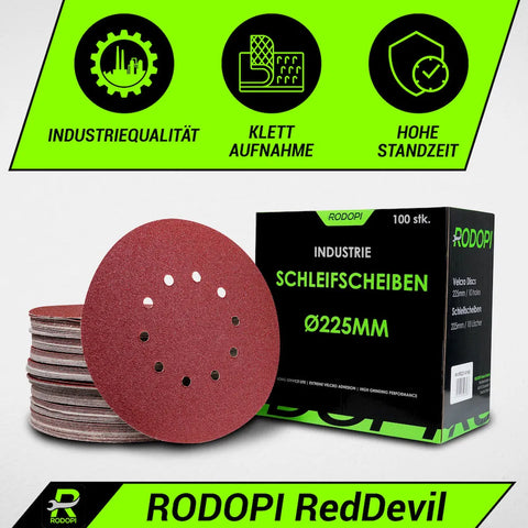 50 Industrie Schleifscheiben "RedDevil" Ø225mm 10-loch