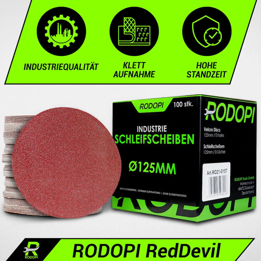 50 Industrie Schleifscheiben "RedDevil" Ø125mm ungelocht