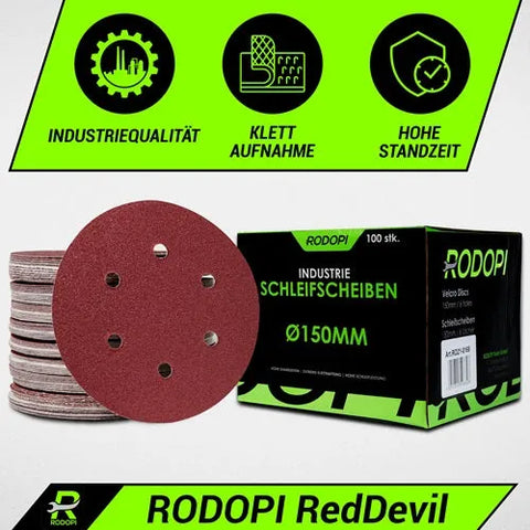 50 Industrie Schleifscheiben "RedDevil" Ø150mm 6-Loch