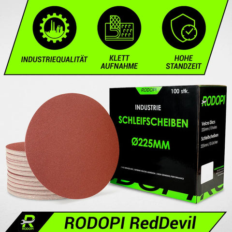 50 Industrie Schleifscheiben "RedDevil" Ø225mm ungelocht