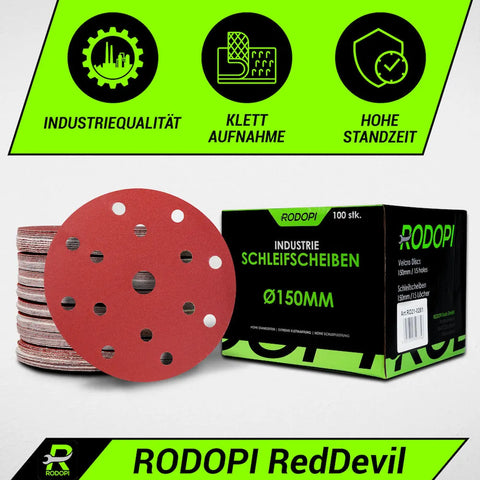 50 Industrie Schleifscheiben "RedDevil" Ø150mm 15-Loch