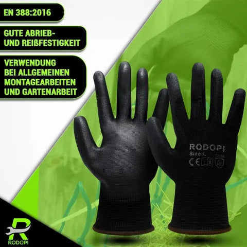 Montagehandschuhe "Paddock-Protect" Nylon PU-beschichtet schwarz